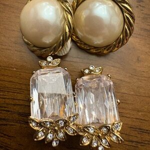 Carolee Gold and Cream Pearl Earrings